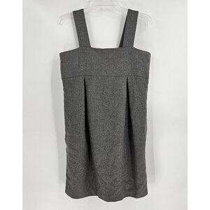 H&M Gray Wool Babydoll Dress Pockets Sleeveless Shift Women’s Size 8